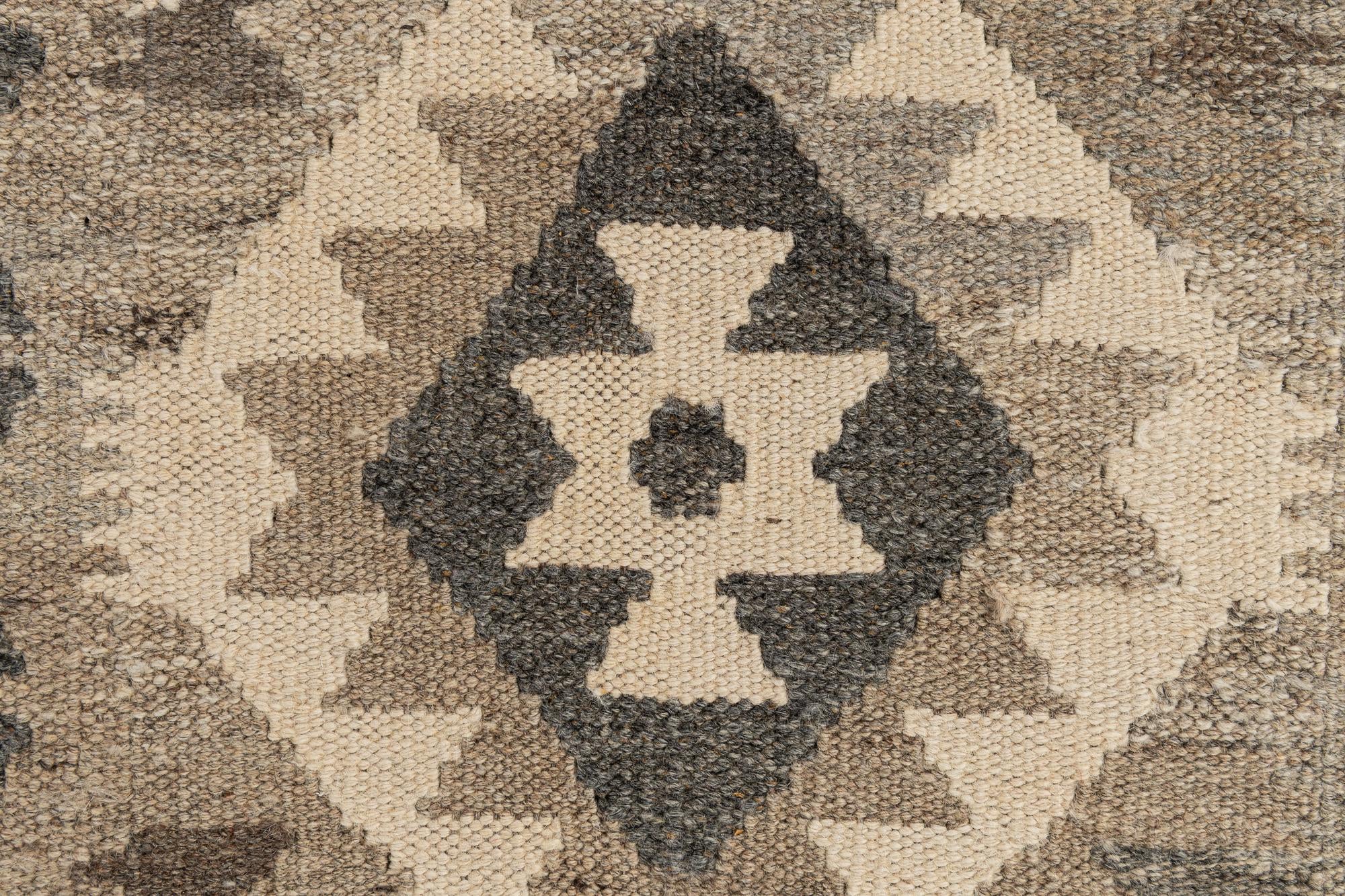 2' 9 x 9' 9 Hand Woven Kilim Maymana Wool Runner Rug