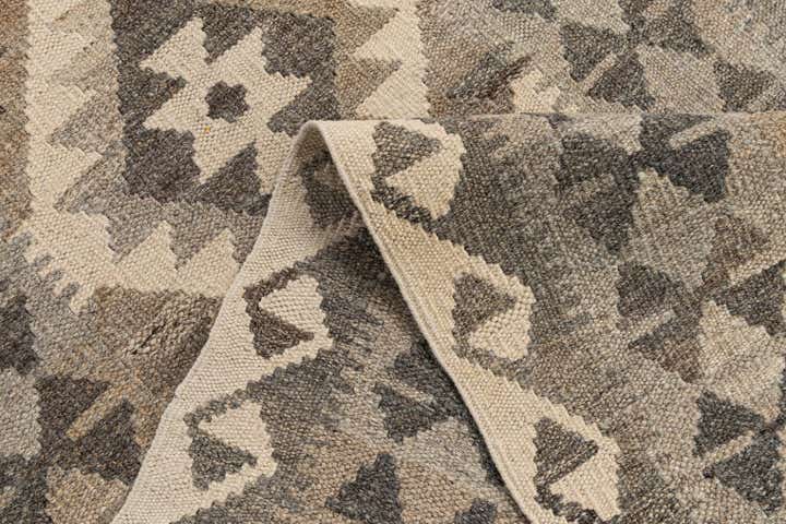 2' 9 x 9' 9 Hand Woven Kilim Maymana Wool Runner Rug