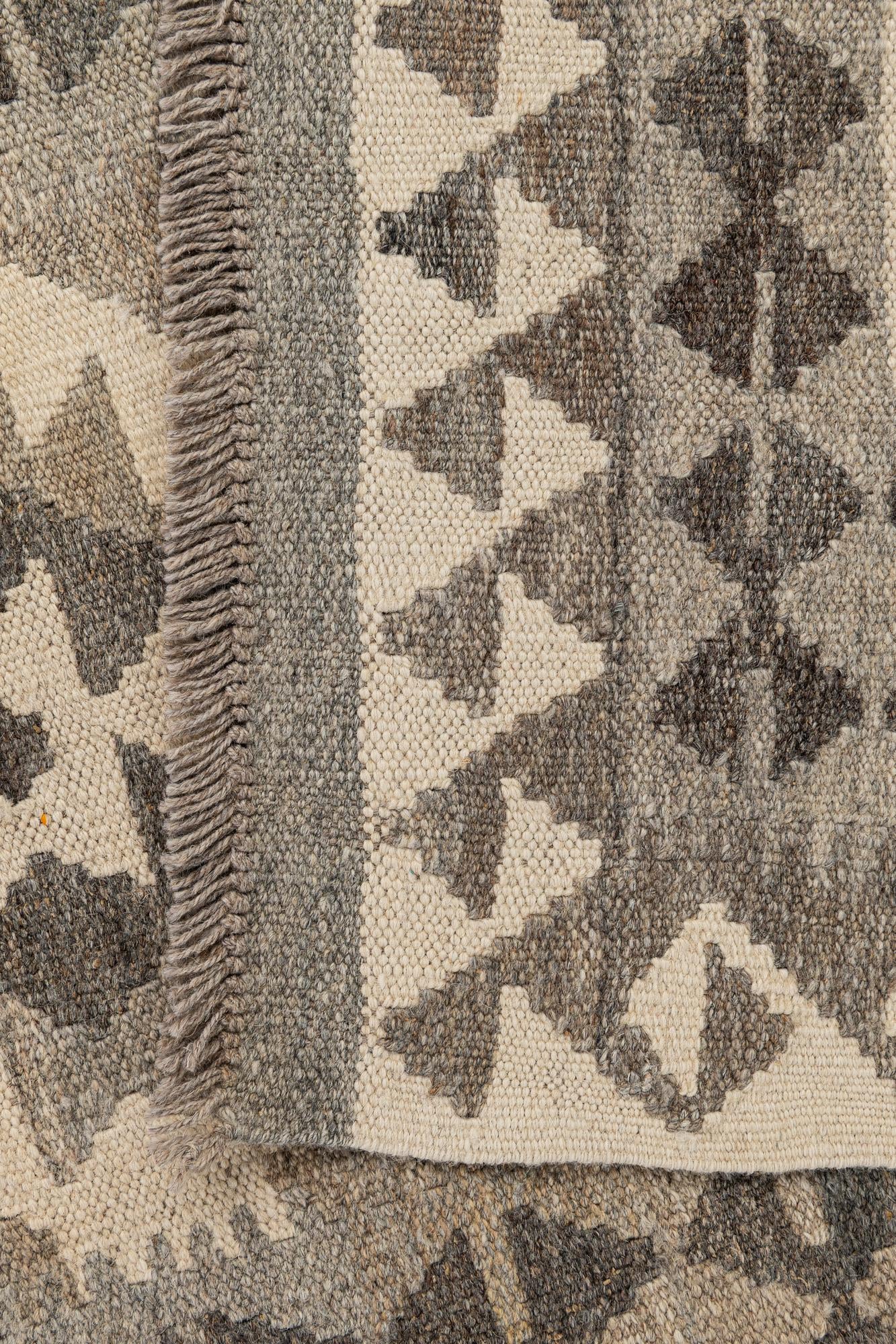 2' 9 x 9' 9 Hand Woven Kilim Maymana Wool Runner Rug