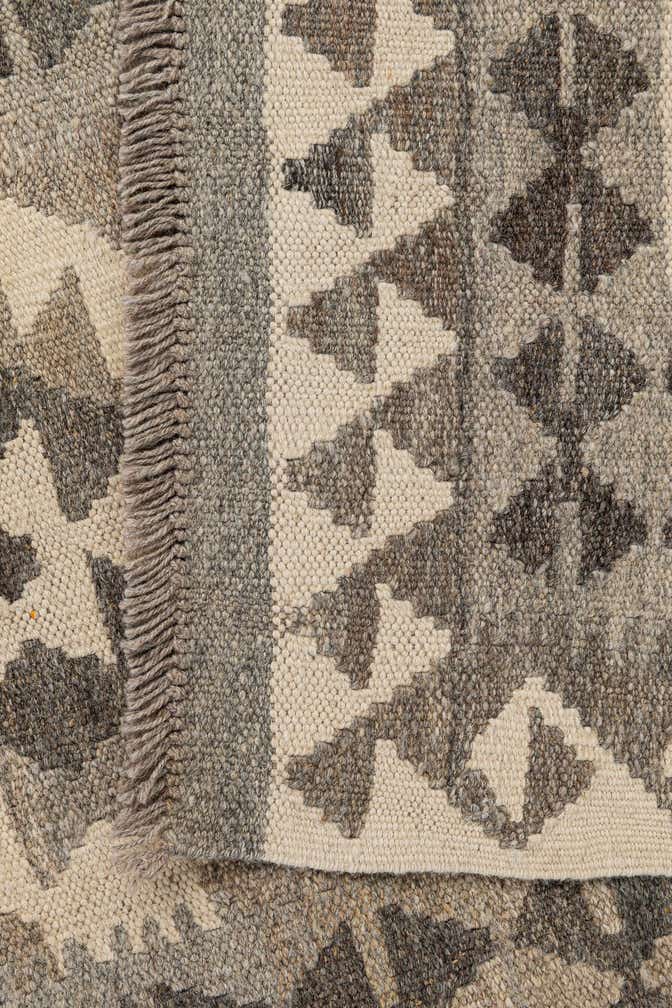 2' 9 x 9' 9 Hand Woven Kilim Maymana Wool Runner Rug