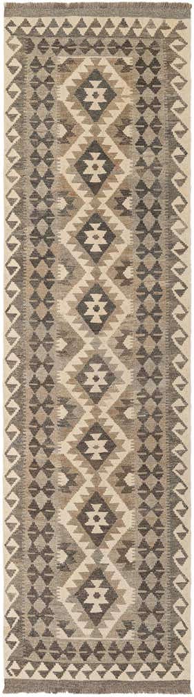 2' 9 x 9' 9 Hand Woven Kilim Maymana Wool Runner Rug