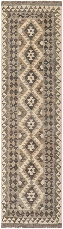 Detail image of 2' 9 x 9' 9 Hand Woven Kilim Maymana Wool Runner Rug