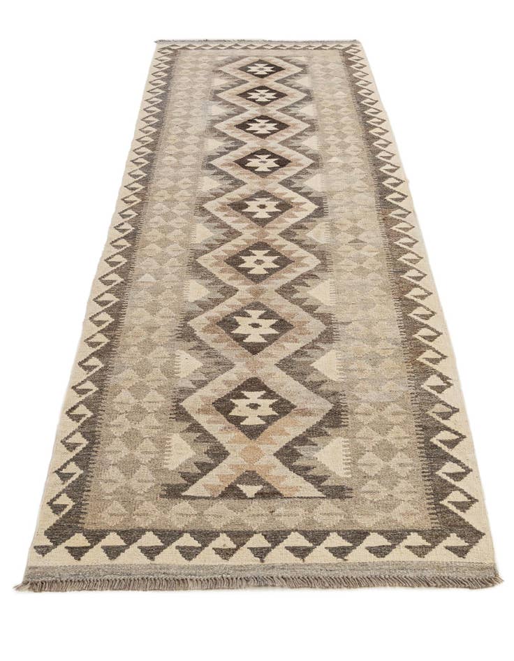 Detail image of 2' 9 x 9' 6 Hand Woven Kilim Maymana Wool Runner Rug