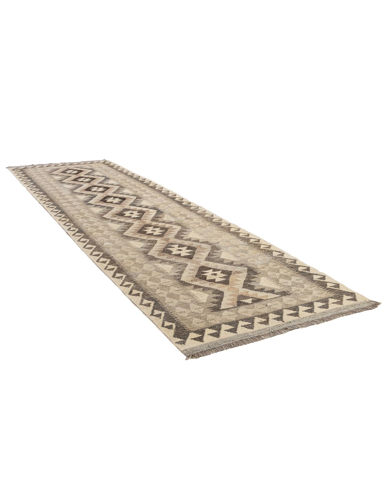 2' 9 x 9' 6 Hand Woven Kilim Maymana Wool Runner Rug