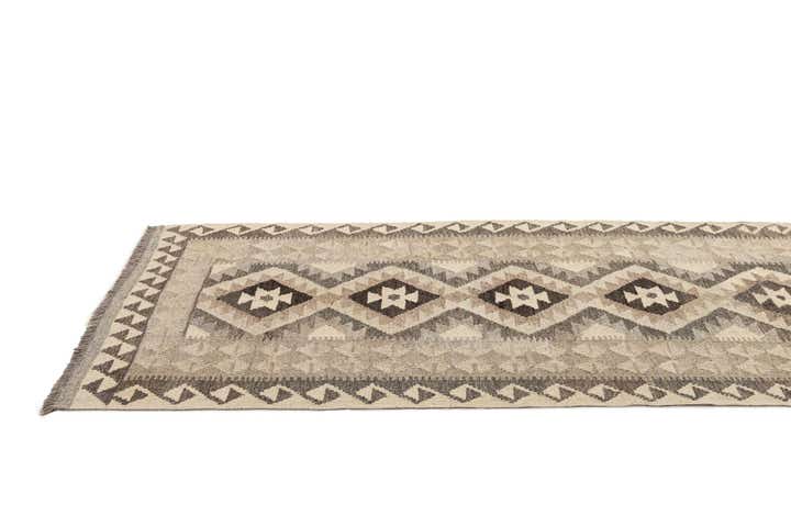 2' 9 x 9' 6 Hand Woven Kilim Maymana Wool Runner Rug