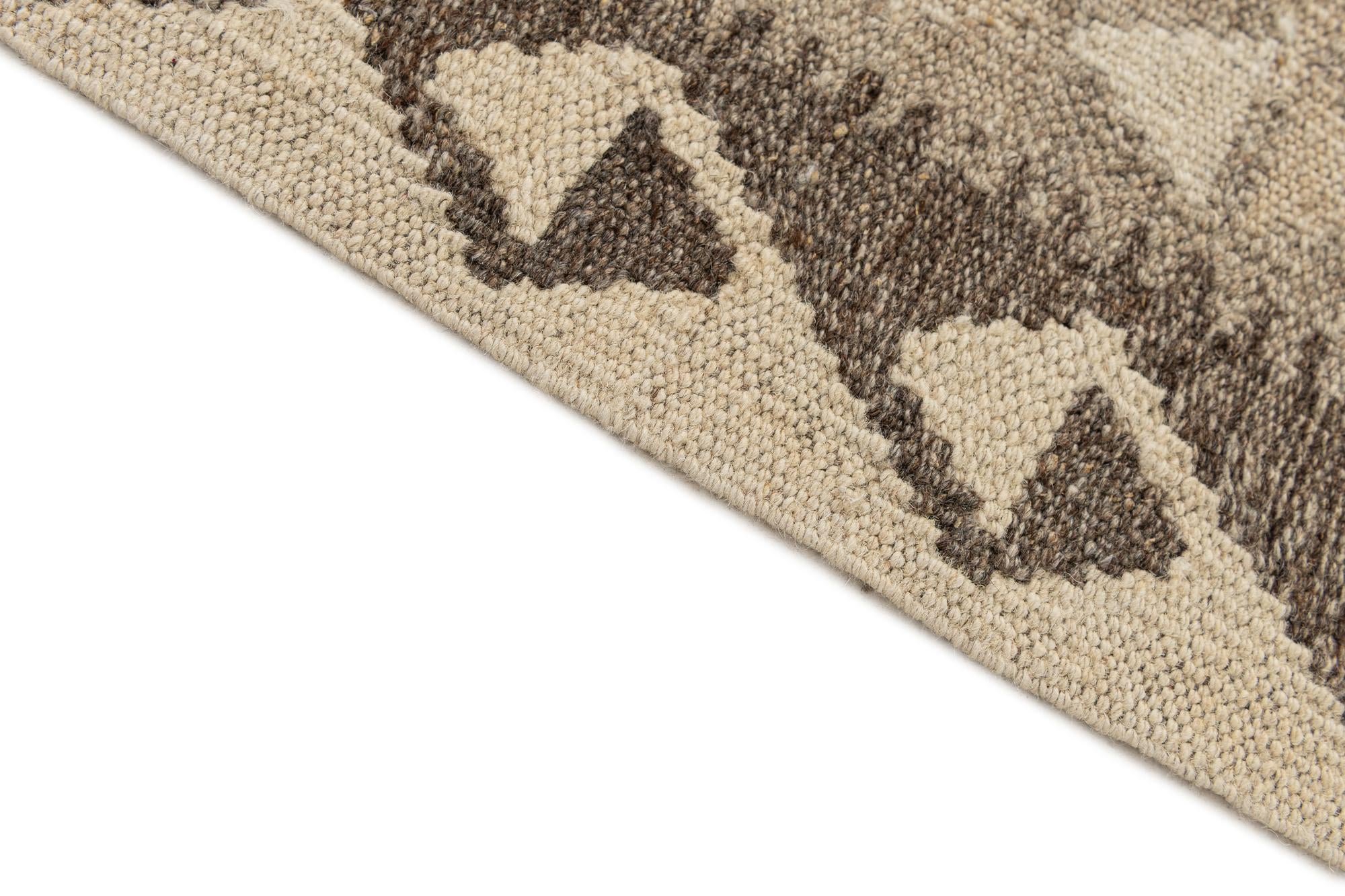 2' 9 x 9' 6 Hand Woven Kilim Maymana Wool Runner Rug