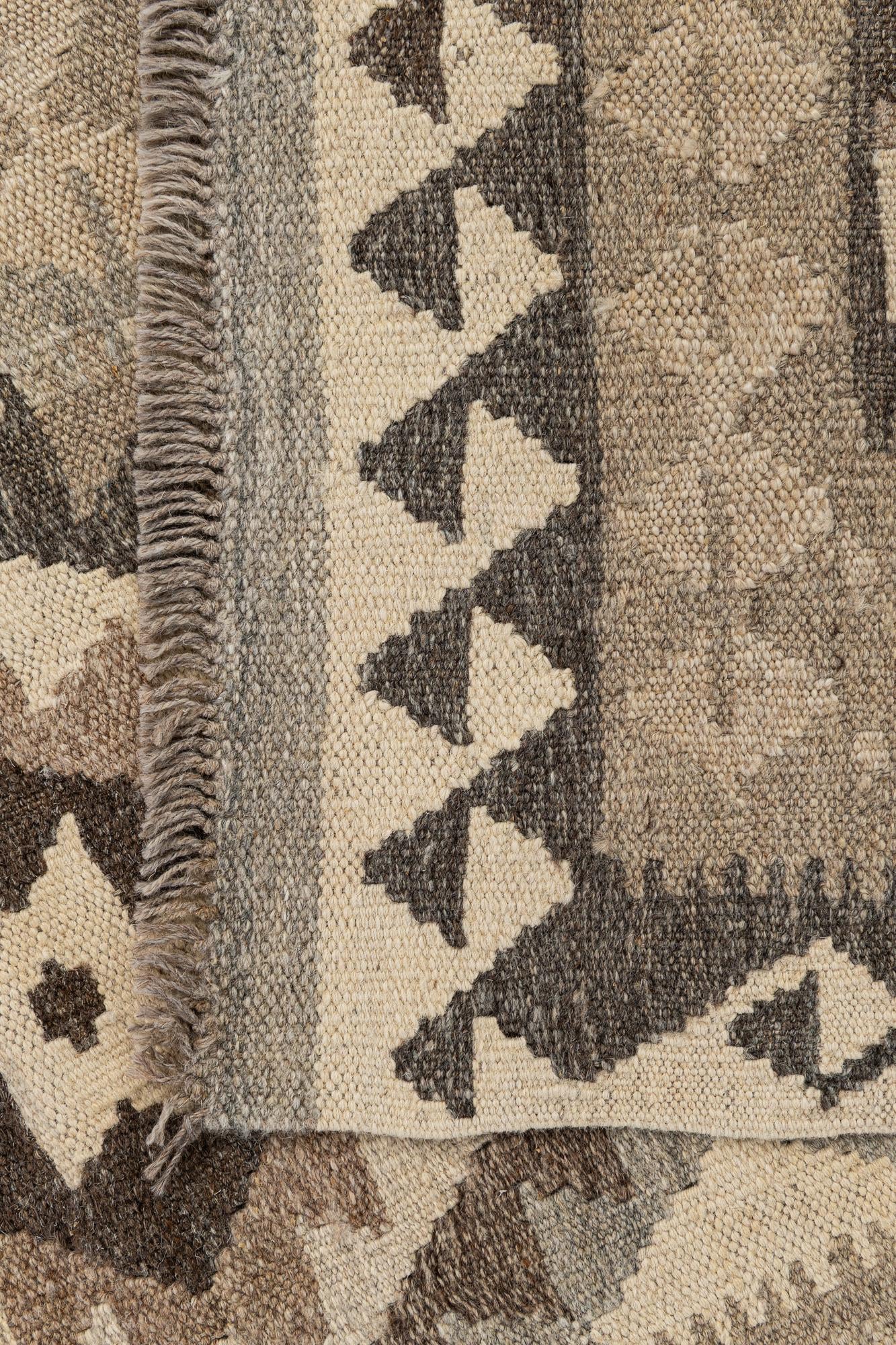 2' 9 x 9' 6 Hand Woven Kilim Maymana Wool Runner Rug