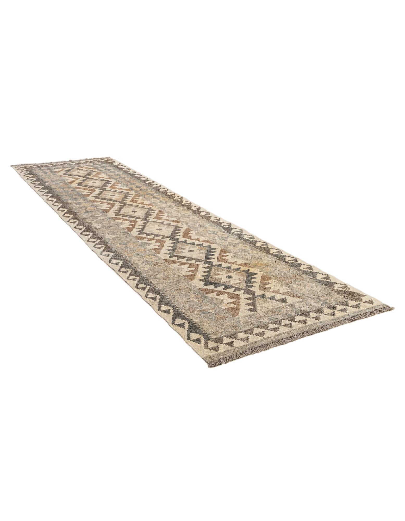 2' 9 x 9' 7 Hand Woven Kilim Maymana Wool Runner Rug