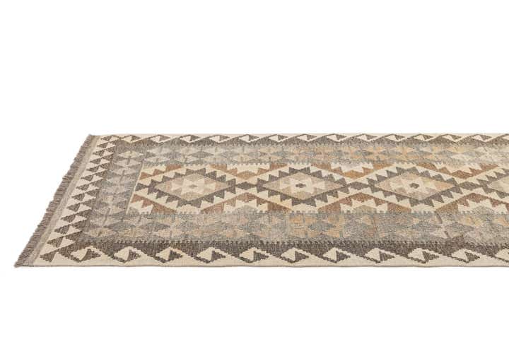 2' 9 x 9' 7 Hand Woven Kilim Maymana Wool Runner Rug