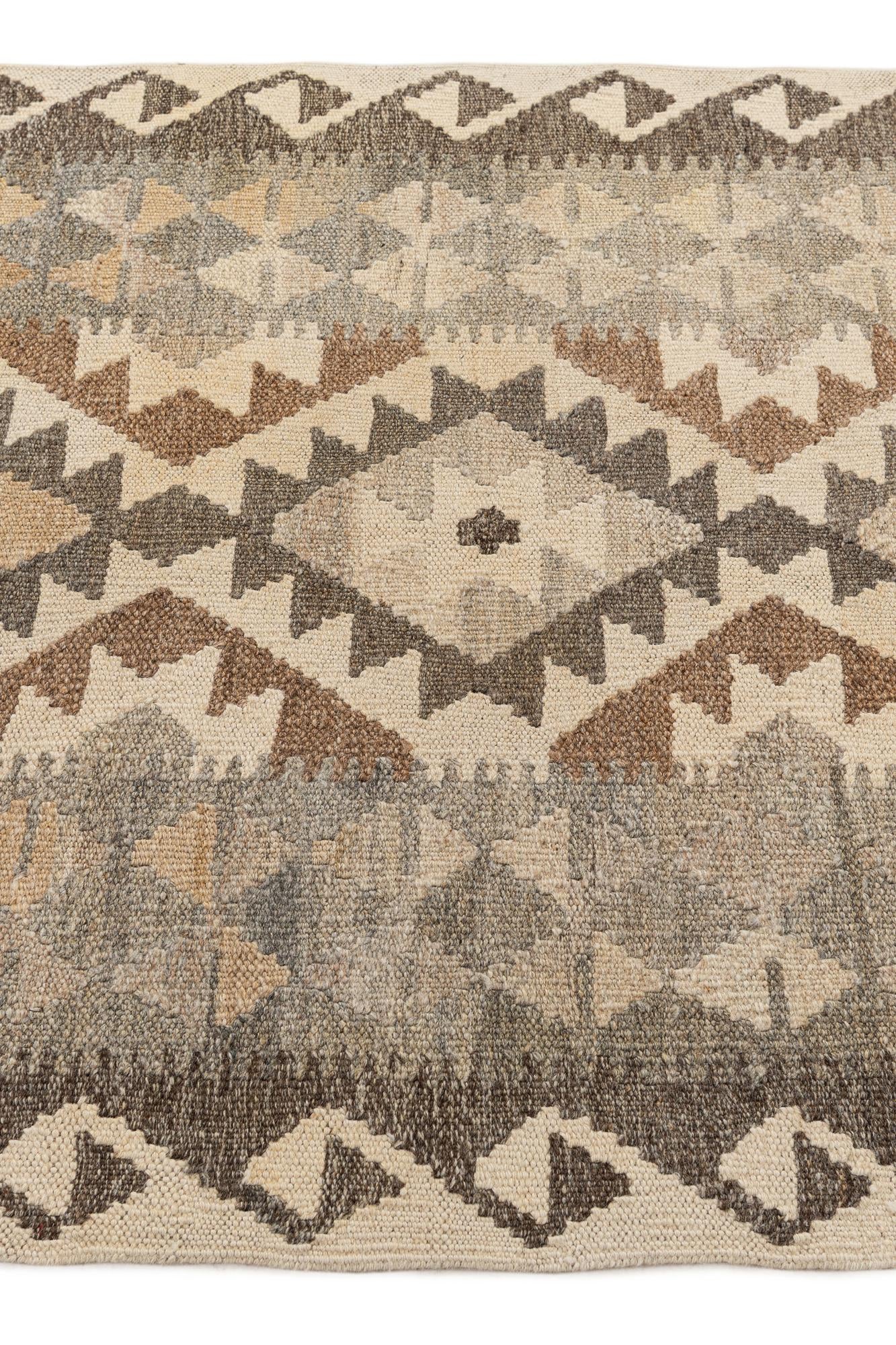 2' 9 x 9' 7 Hand Woven Kilim Maymana Wool Runner Rug