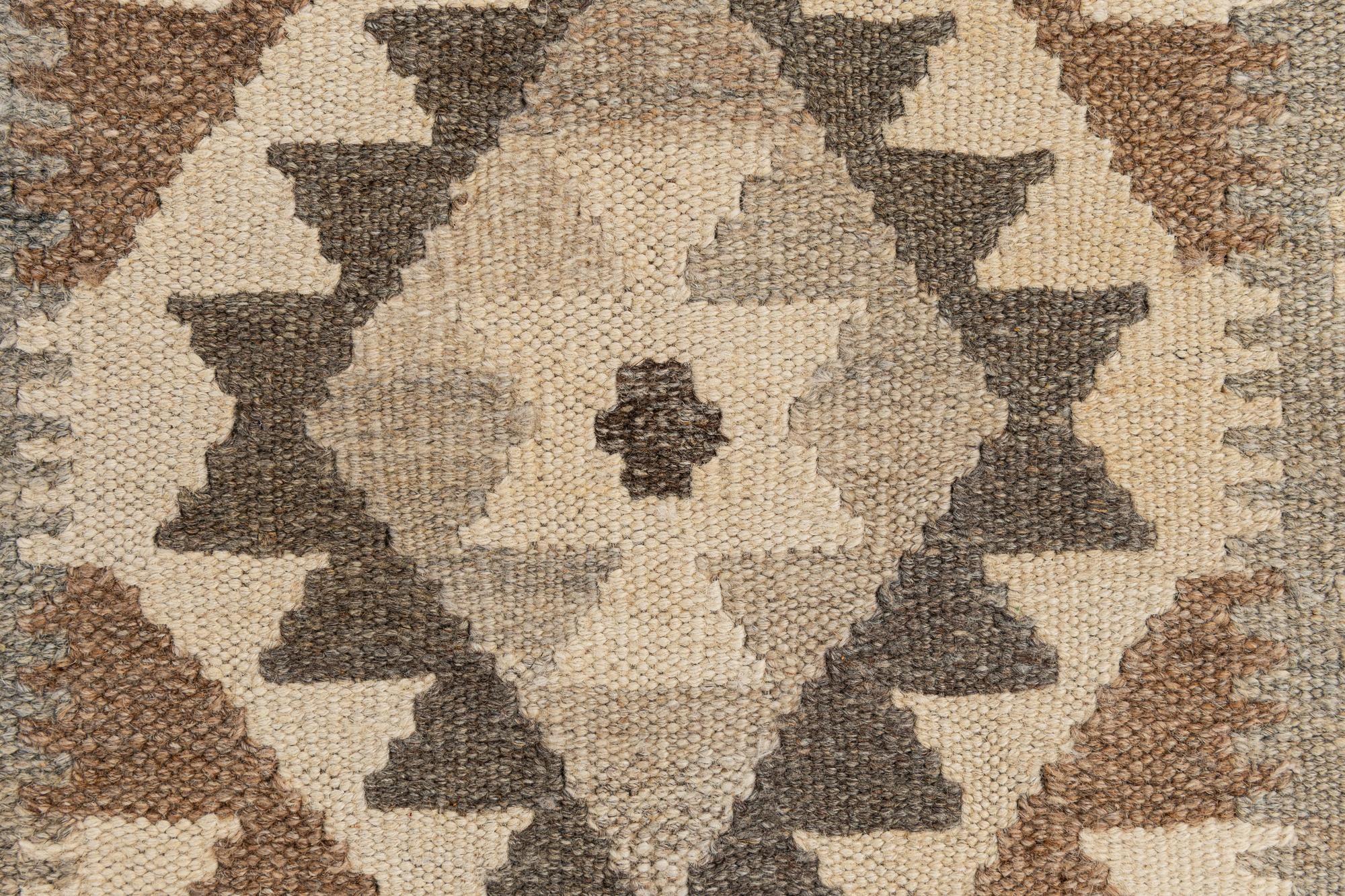 2' 9 x 9' 7 Hand Woven Kilim Maymana Wool Runner Rug