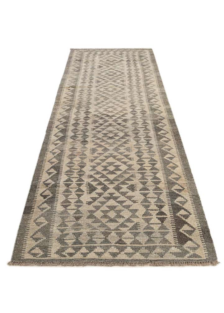 2' 11 x 9' 9 Hand Woven Kilim Maymana Wool Runner Rug