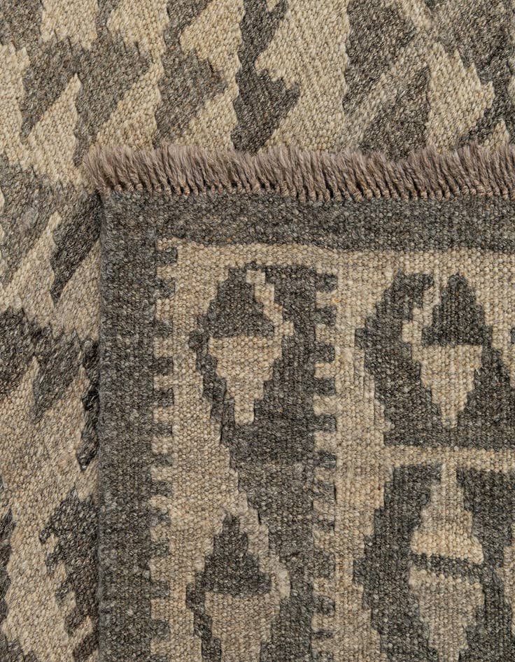 Detail image of 2' 11 x 9' 9  Hand Woven Kilim Maymana Wool Runner Rug