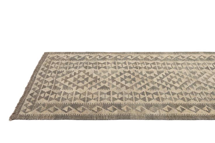Detail image of 2' 11 x 9' 9 Hand Woven Kilim Maymana Wool Runner Rug