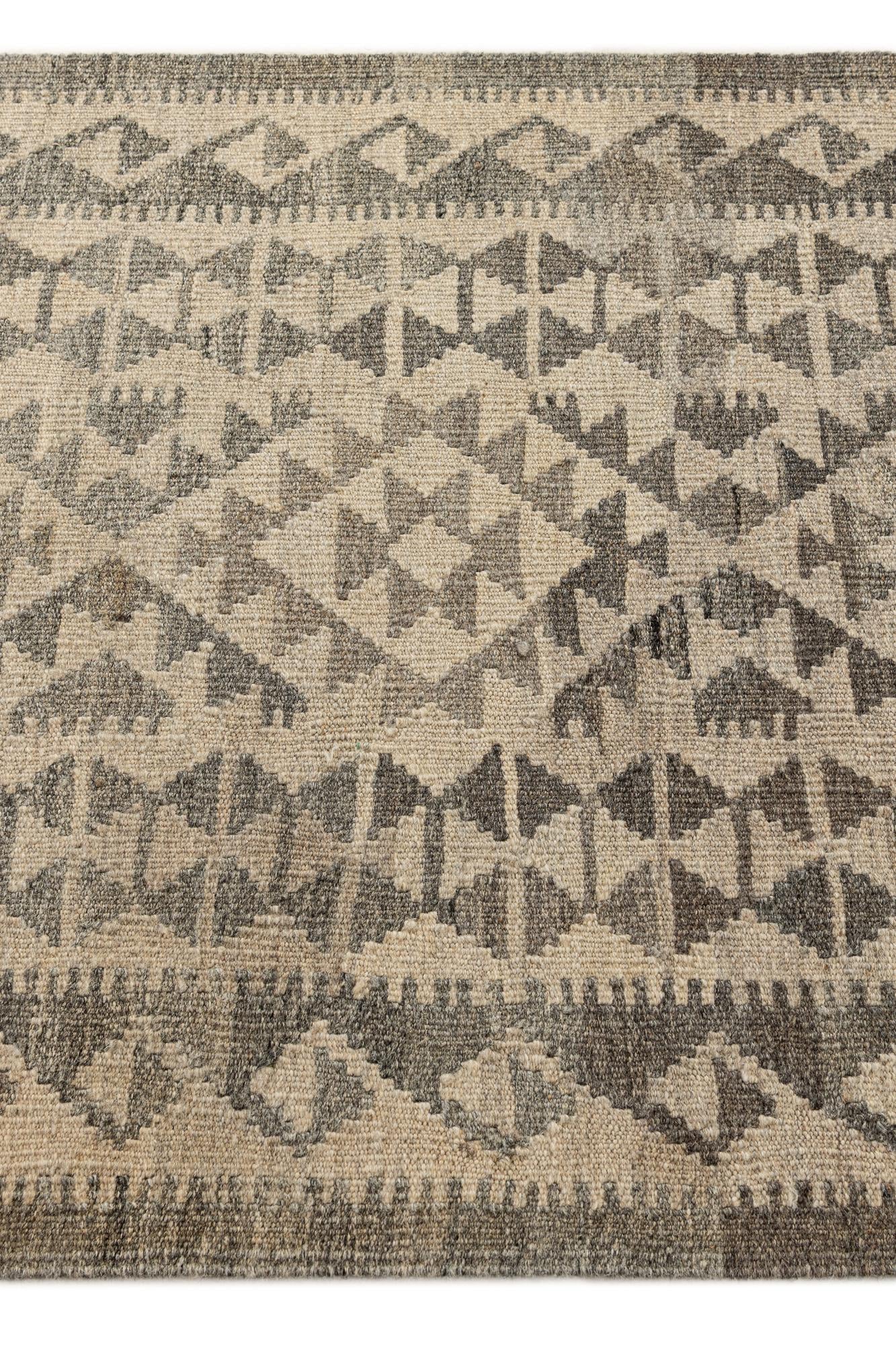2' 11 x 9' 9 Hand Woven Kilim Maymana Wool Runner Rug