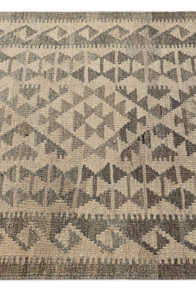 Detail image of 2' 11 x 9' 9 Hand Woven Kilim Maymana Wool Runner Rug