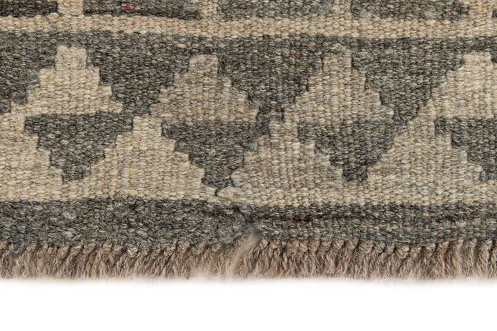 2' 11 x 9' 9 Hand Woven Kilim Maymana Wool Runner Rug