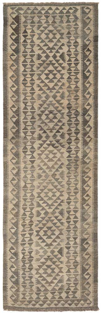 2' 11 x 9' 9 Hand Woven Kilim Maymana Wool Runner Rug