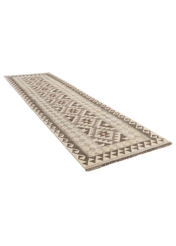 2' 6 x 9' 6 Hand Woven Kilim Maymana Wool Runner Rug