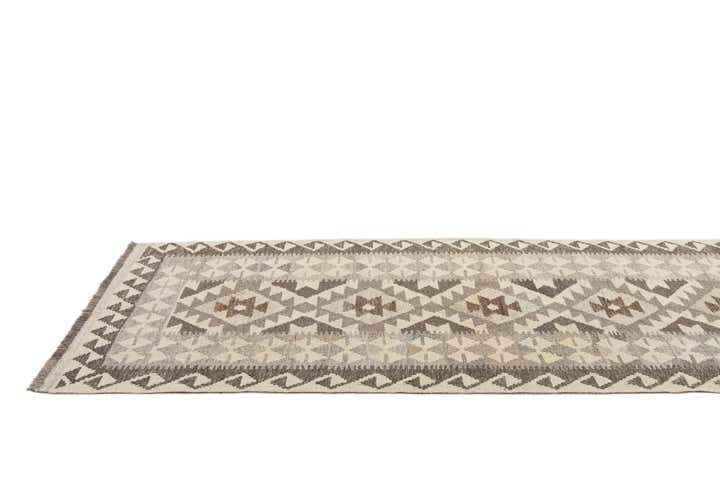 2' 6 x 9' 6 Hand Woven Kilim Maymana Wool Runner Rug