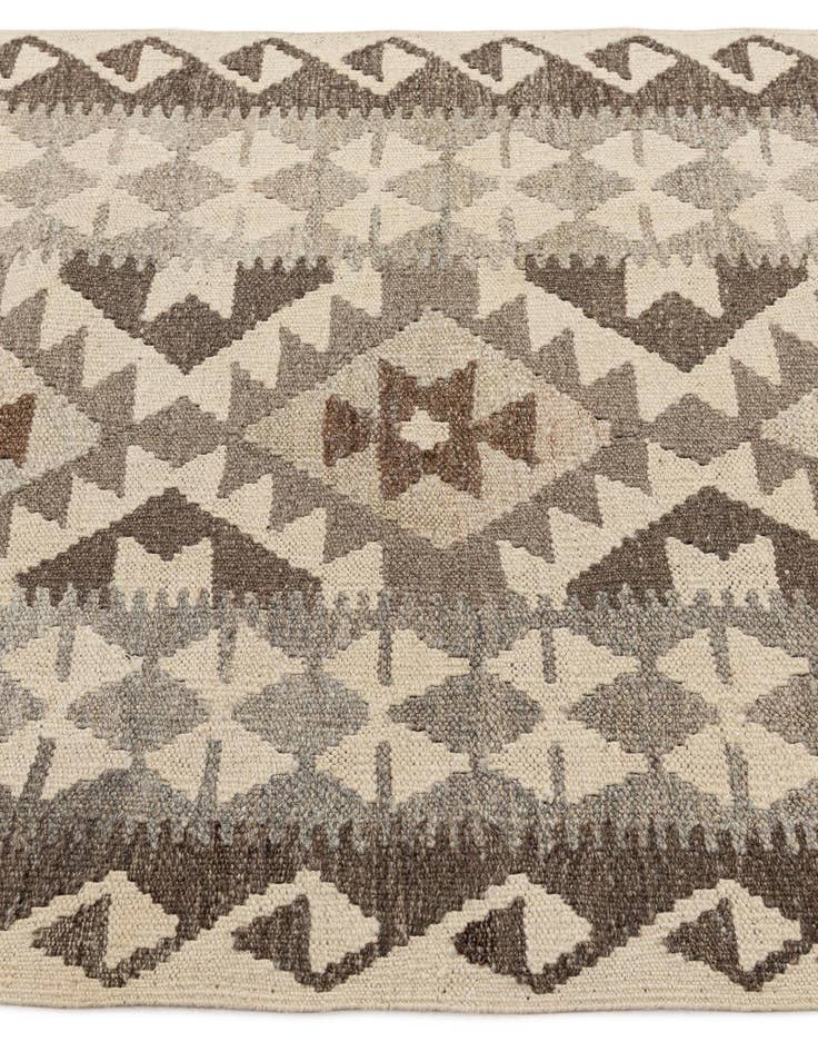 Detail image of 2' 6 x 9' 6  Hand Woven Kilim Maymana Wool Runner Rug