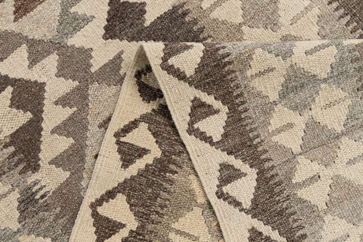2' 6 x 9' 6 Hand Woven Kilim Maymana Wool Runner Rug