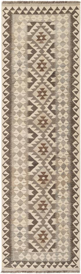 Detail image of 2' 6 x 9' 6 Hand Woven Kilim Maymana Wool Runner Rug