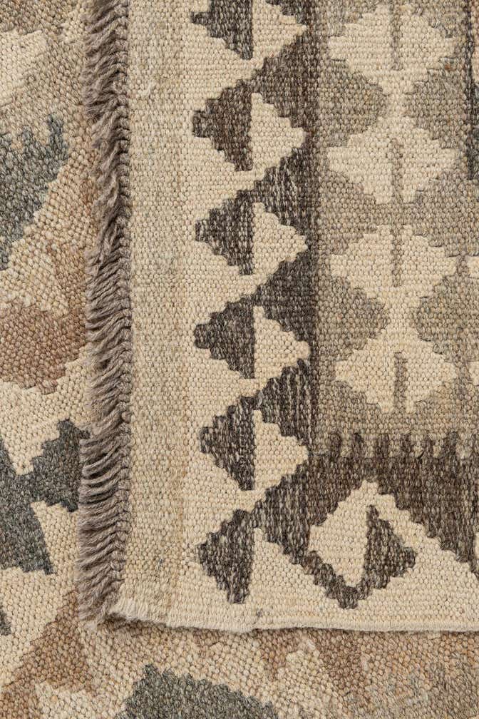 2' 9 x 9' 10 Hand Woven Kilim Maymana Wool Runner Rug