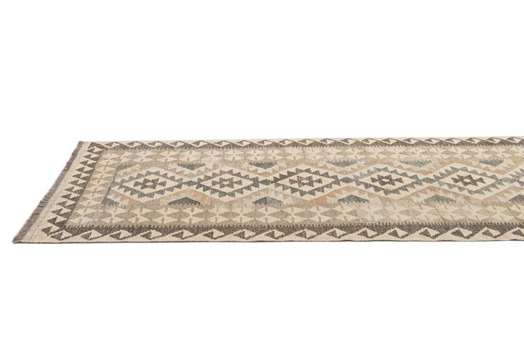 Detail image of 2' 9 x 9' 10 Hand Woven Kilim Maymana Wool Runner Rug