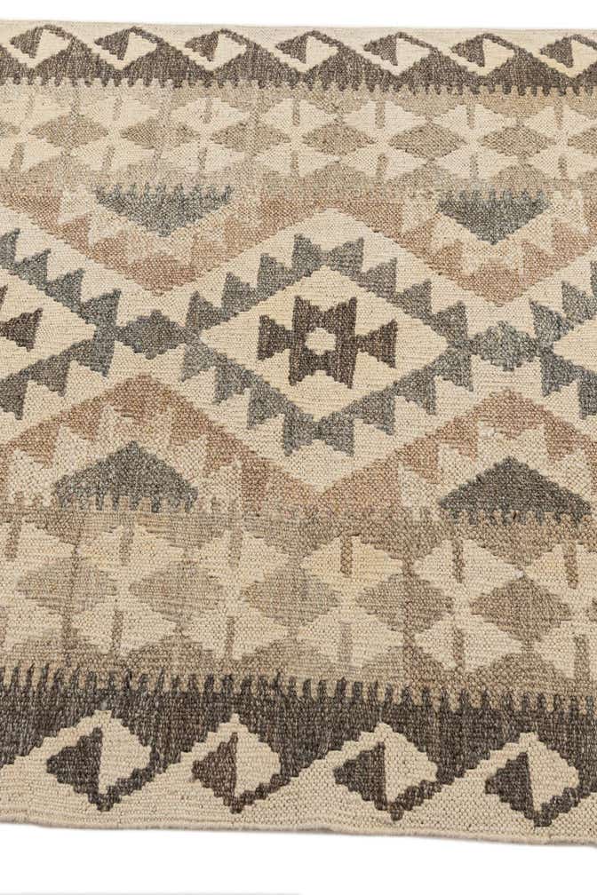 2' 9 x 9' 10 Hand Woven Kilim Maymana Wool Runner Rug