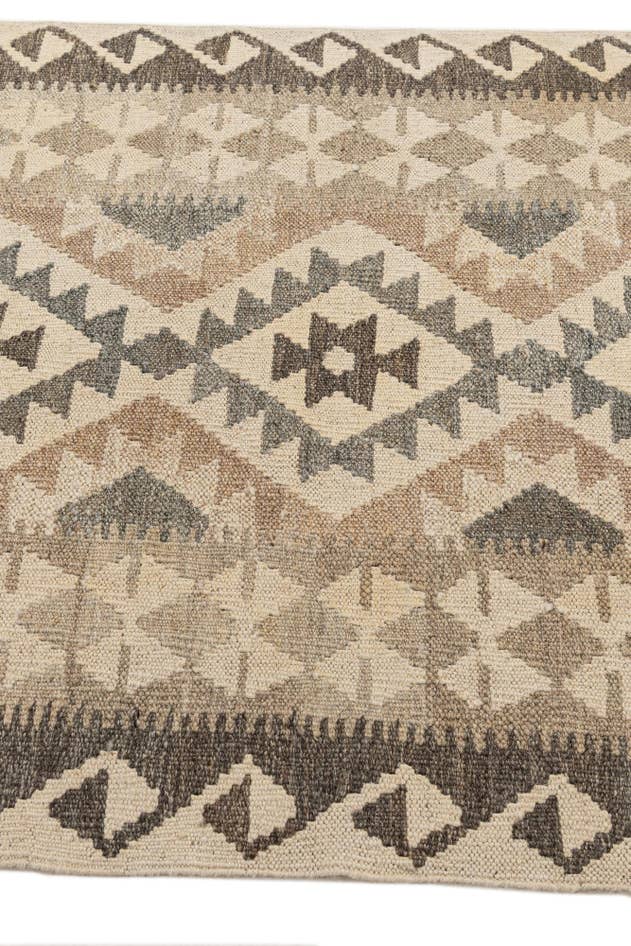 Detail image of 2' 9 x 9' 10 Hand Woven Kilim Maymana Wool Runner Rug