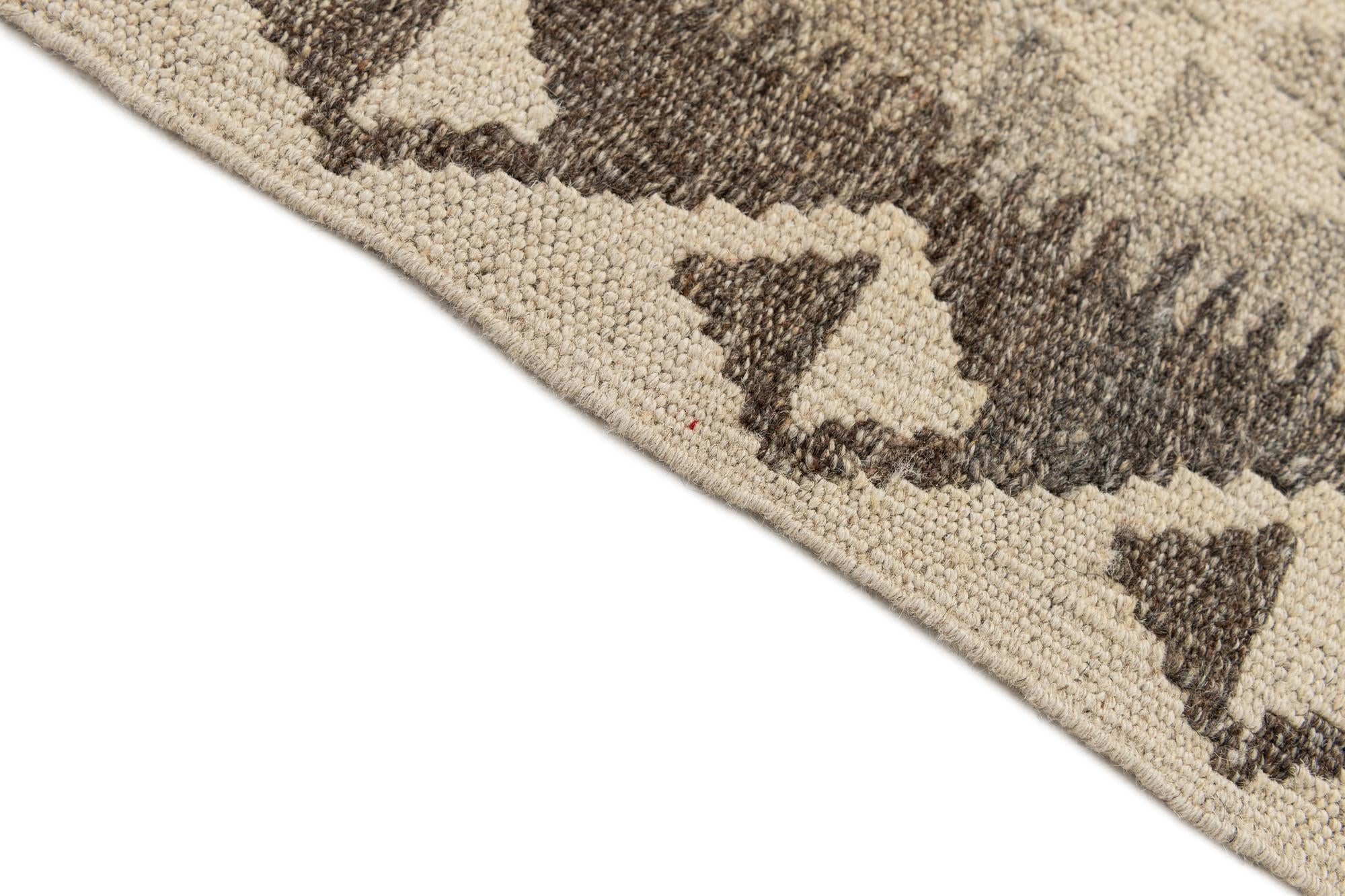 2' 9 x 9' 10 Hand Woven Kilim Maymana Wool Runner Rug