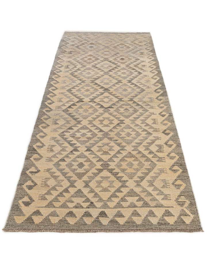 3' 1 x 9' 7 Hand Woven Kilim Maymana Wool Runner Rug