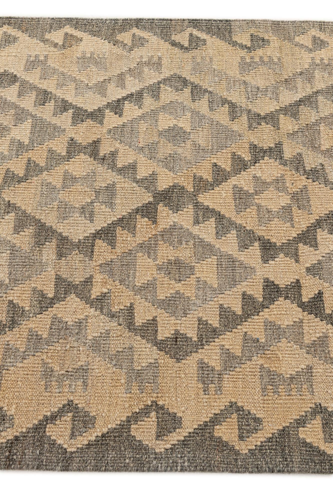 3' 1 x 9' 7 Hand Woven Kilim Maymana Wool Runner Rug