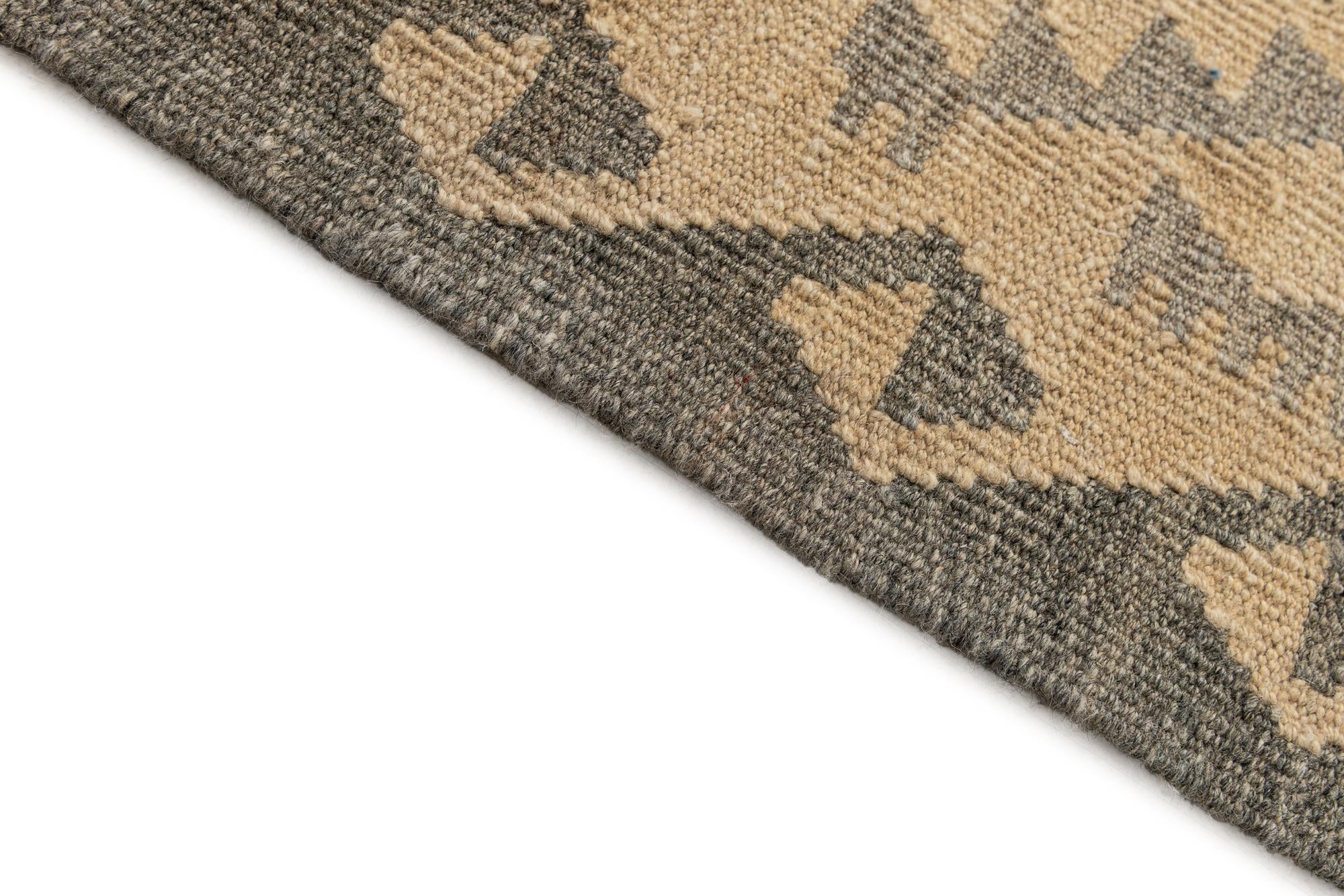 3' 1 x 9' 7 Hand Woven Kilim Maymana Wool Runner Rug