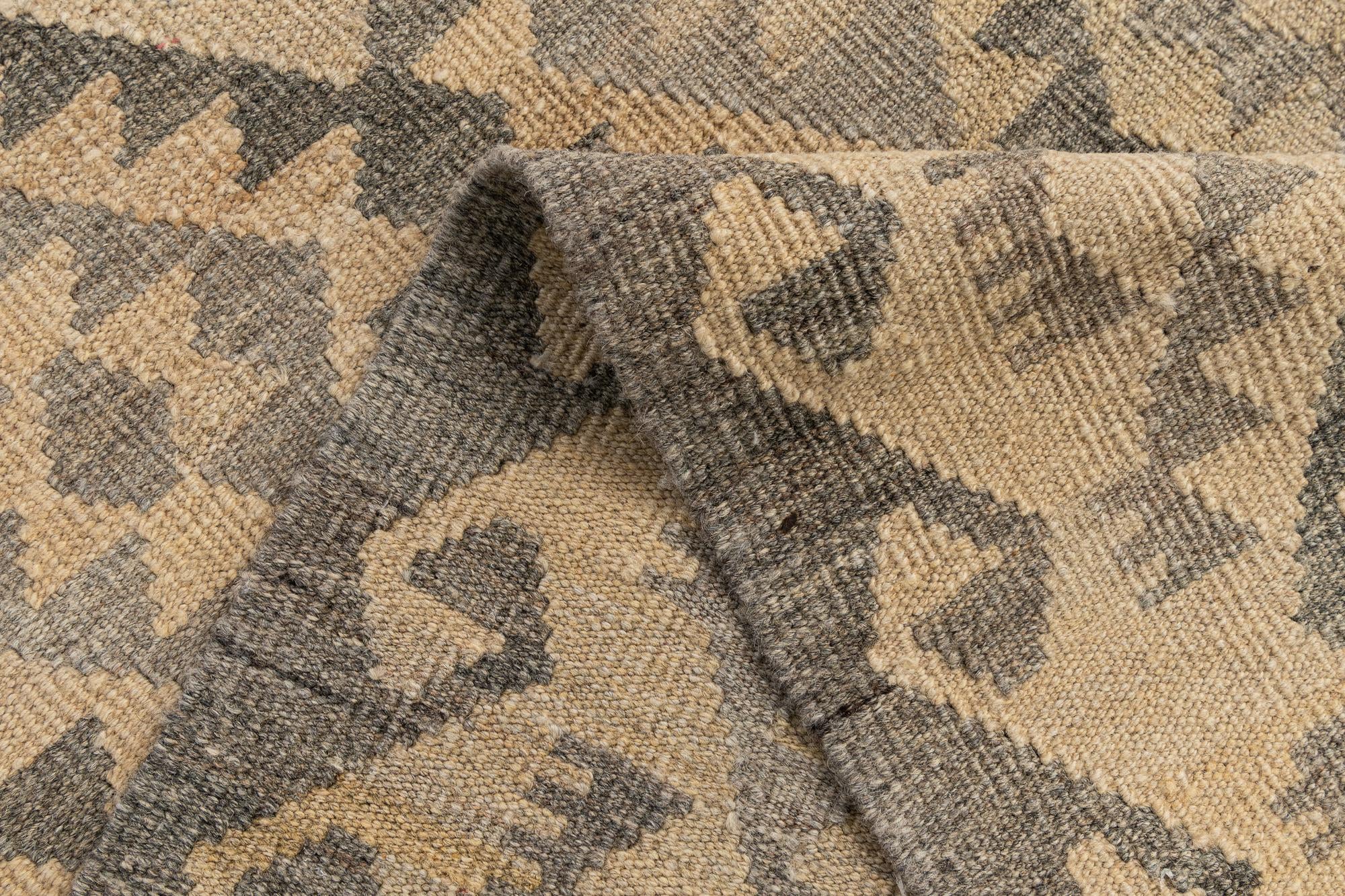 3' 1 x 9' 7 Hand Woven Kilim Maymana Wool Runner Rug