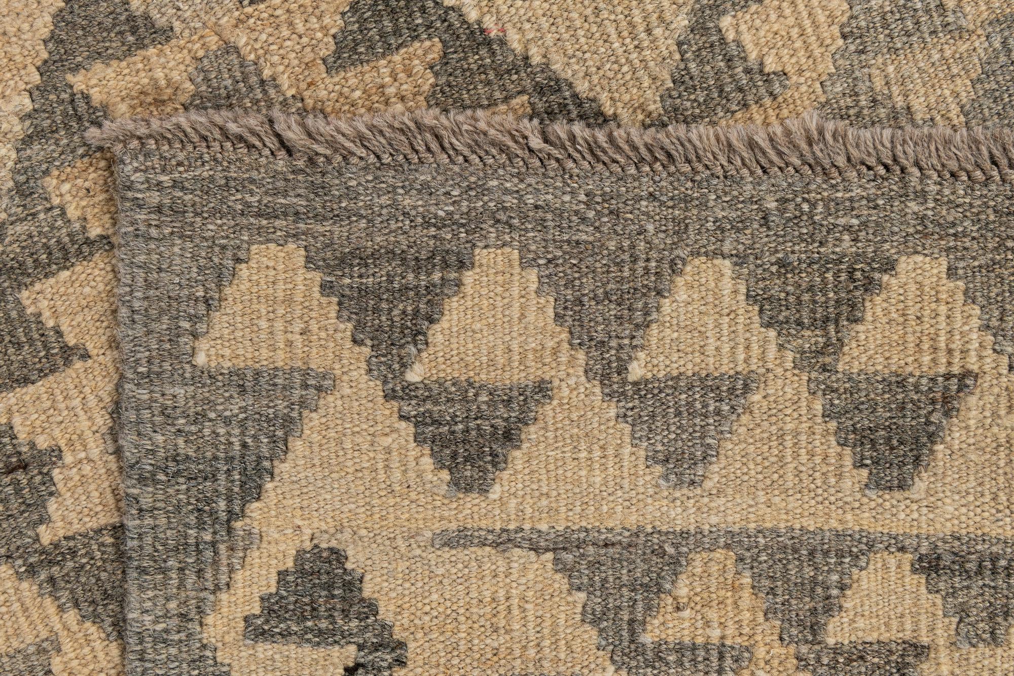 3' 1 x 9' 7 Hand Woven Kilim Maymana Wool Runner Rug
