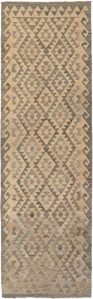 3' 1 x 9' 7 Hand Woven Kilim Maymana Wool Runner Rug