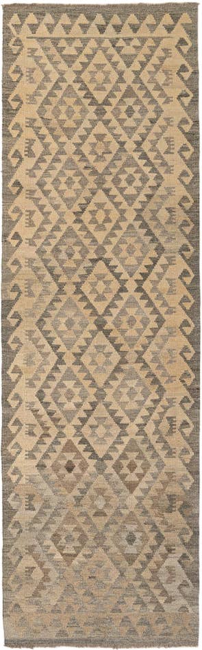 Detail image of 3' 1 x 9' 7 Hand Woven Kilim Maymana Wool Runner Rug