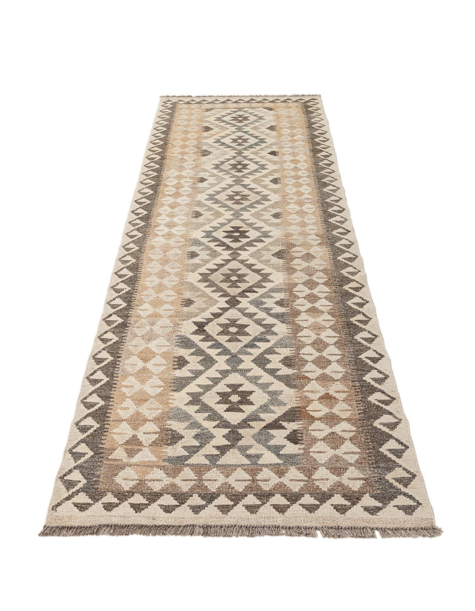 2' 8 x 9' 8 Hand Woven Kilim Maymana Wool Runner Rug