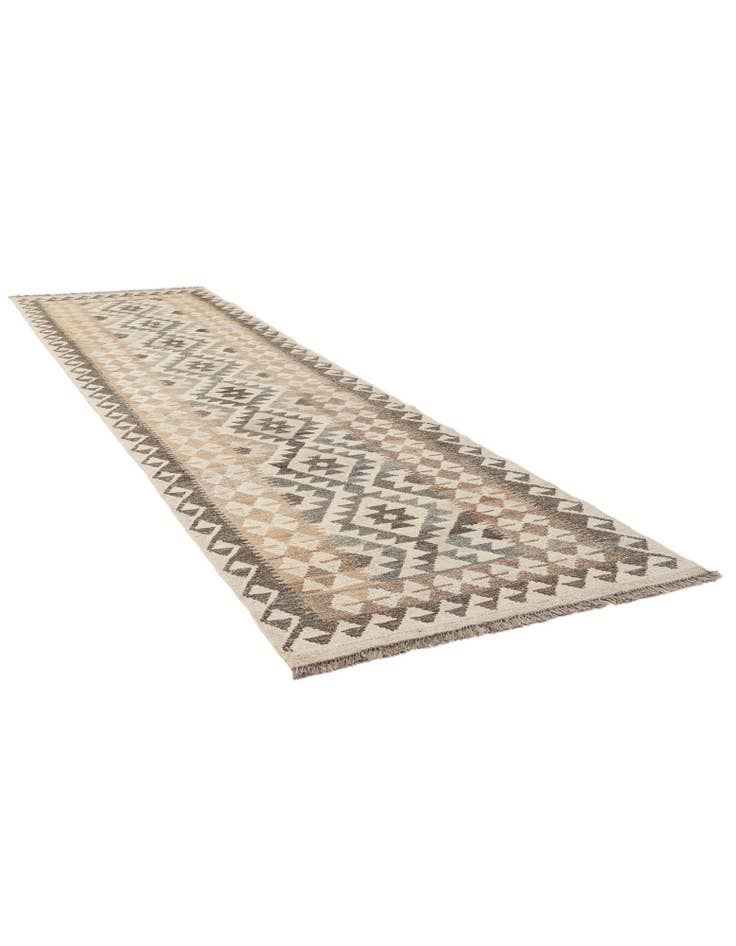 Detail image of 2' 8 x 9' 8  Hand Woven Kilim Maymana Wool Runner Rug