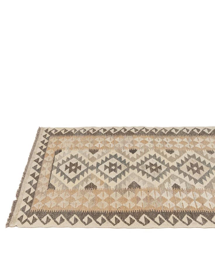 Detail image of 2' 8 x 9' 8  Hand Woven Kilim Maymana Wool Runner Rug