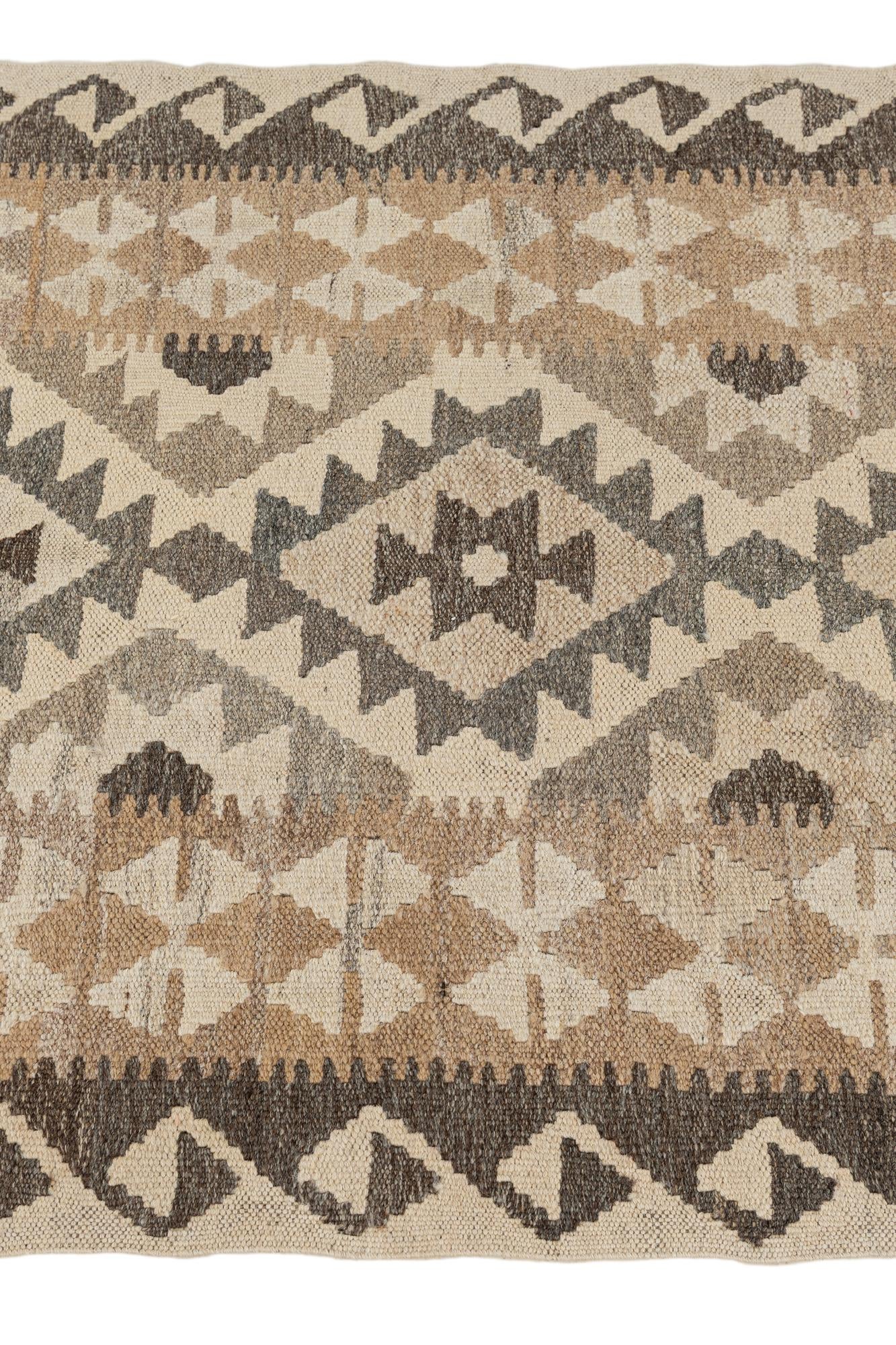 2' 8 x 9' 8 Hand Woven Kilim Maymana Wool Runner Rug
