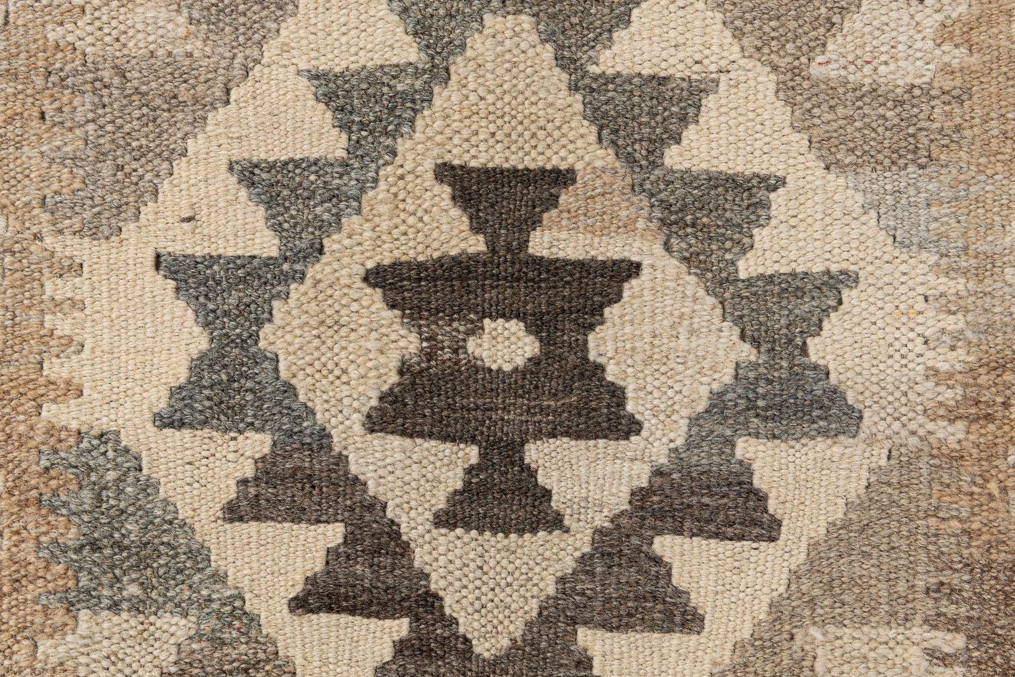 2' 8 x 9' 8 Hand Woven Kilim Maymana Wool Runner Rug