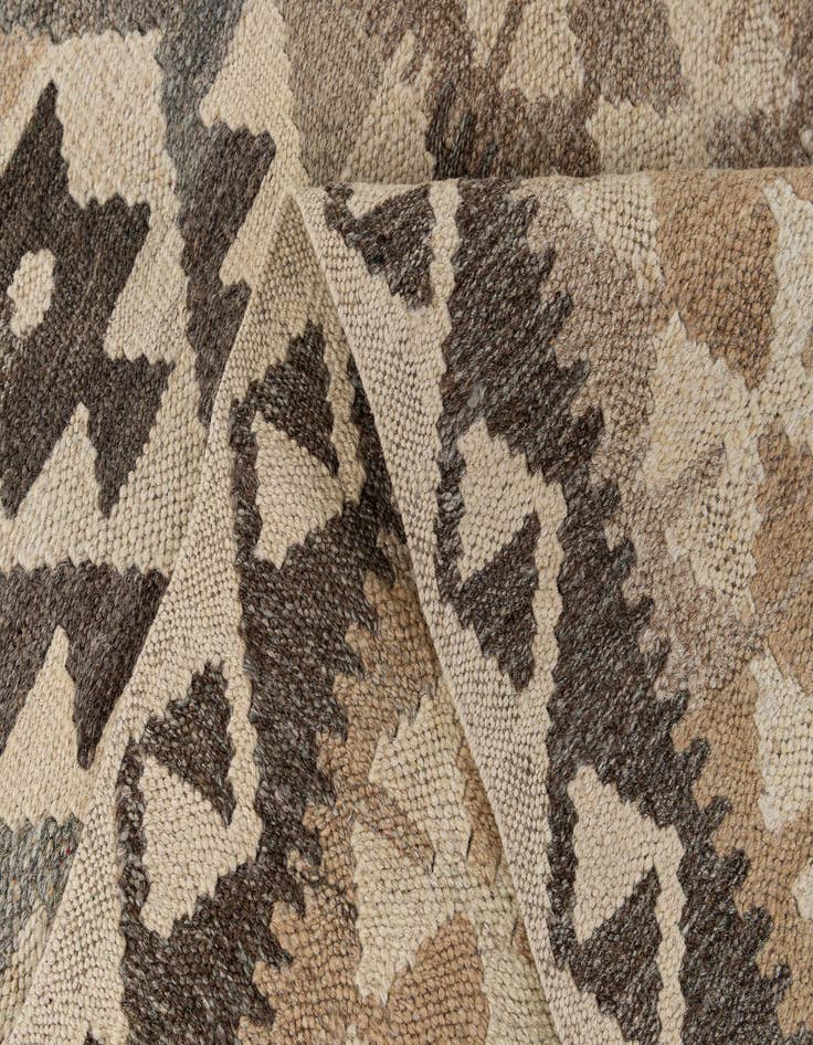 Detail image of 2' 8 x 9' 8  Hand Woven Kilim Maymana Wool Runner Rug