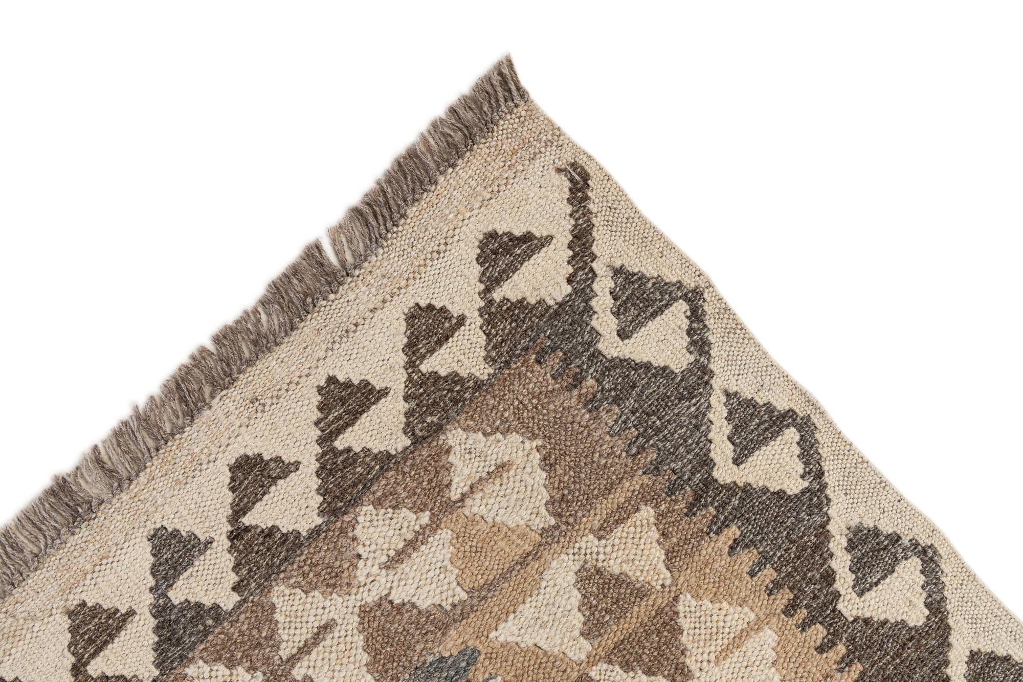 2' 8 x 9' 8 Hand Woven Kilim Maymana Wool Runner Rug
