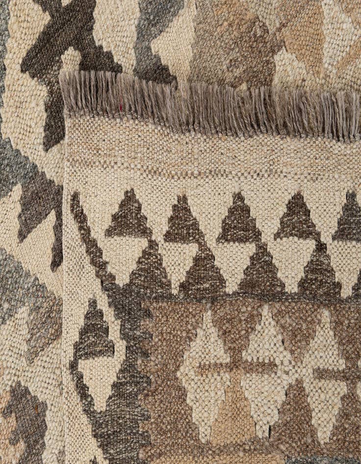 Detail image of 2' 8 x 9' 8  Hand Woven Kilim Maymana Wool Runner Rug