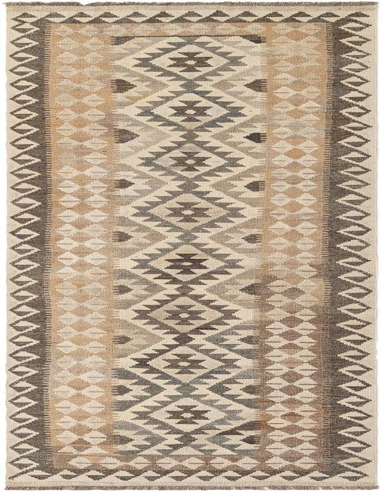Detail image of 2' 8 x 9' 8 Hand Woven Kilim Maymana Wool Runner Rug