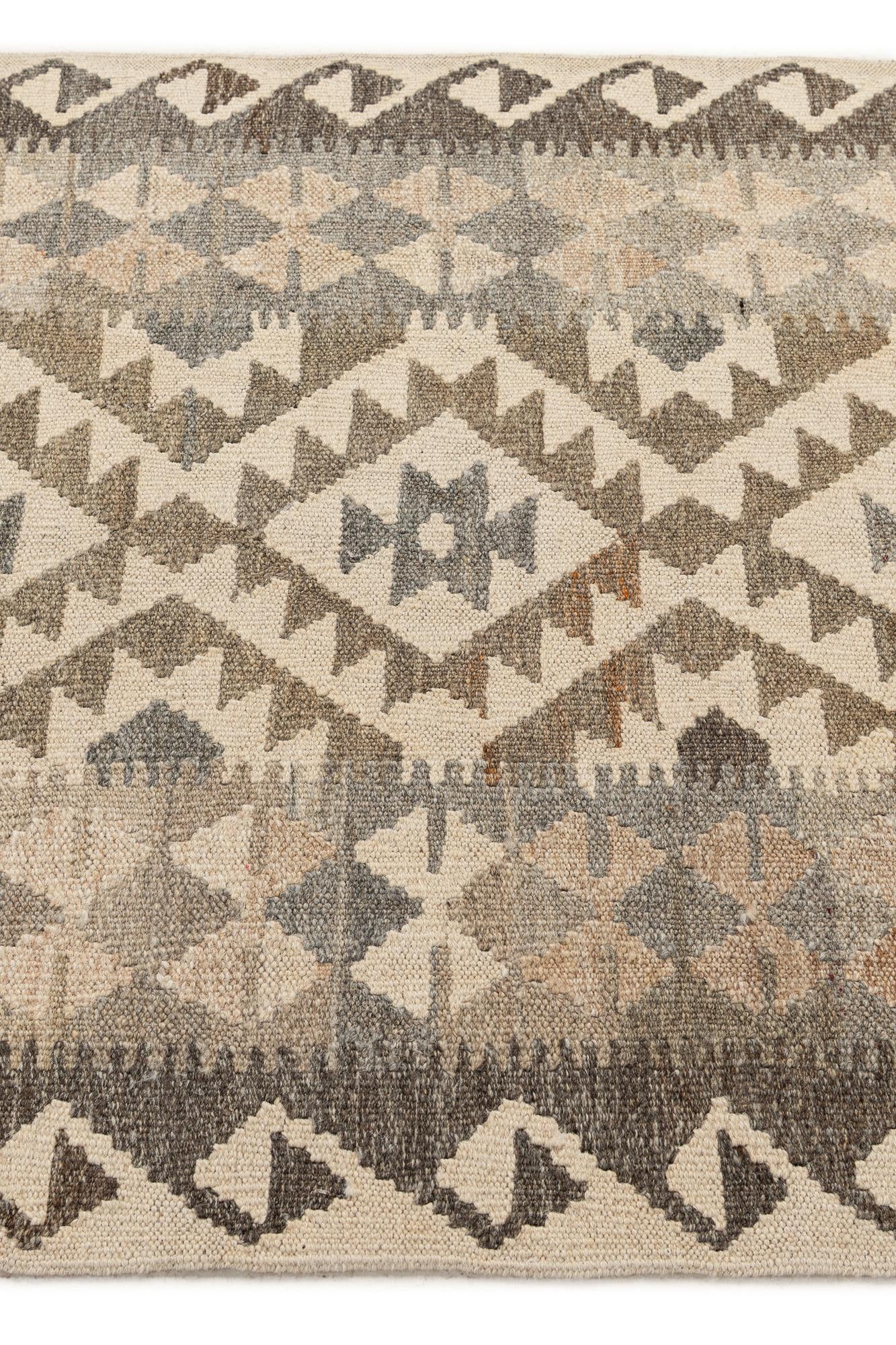 2' 9 x 9' 8 Hand Woven Kilim Maymana Wool Runner Rug
