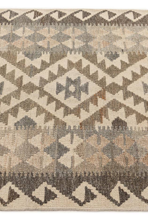Detail image of 2' 9 x 9' 8 Hand Woven Kilim Maymana Wool Runner Rug
